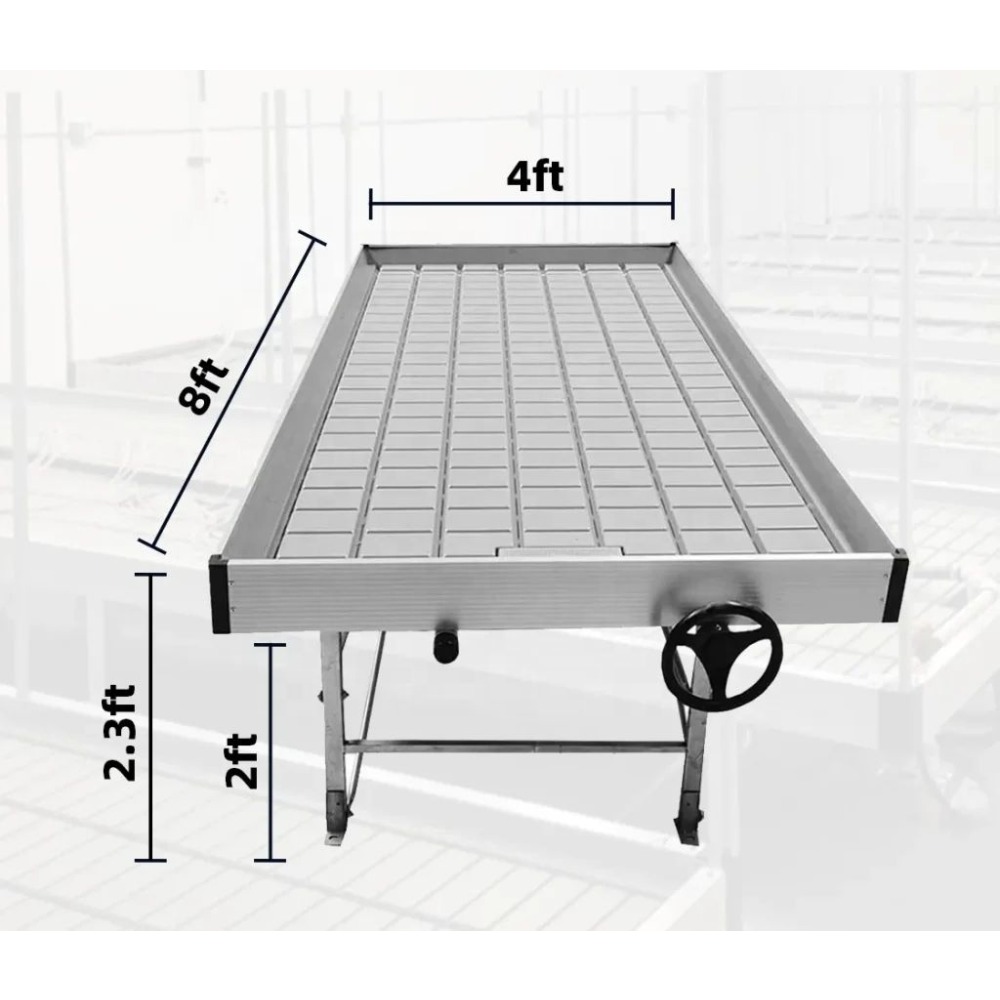Flood Tray Table - โต๊ะปลูกพืชแบบไฮโดรโปนิกส์แบบเลื่อนได้ในโรงเรือนพร้อมถาดปลูกแบบกันน้ำและระบบปลูกแนวตั้ง