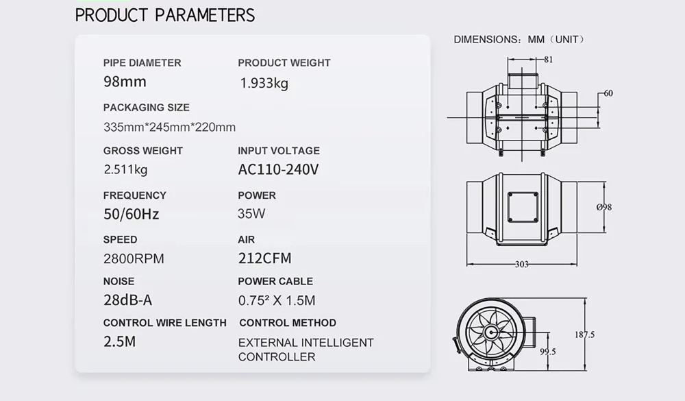 พัดลมดูดอากาศแบบอินไลน์ขนาด 4  - Carbon Filter Inline บทวิจารณ์และราคา
