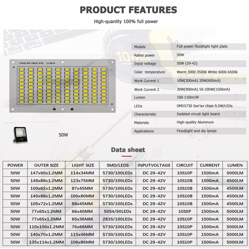 50W LED PCB + Floodlight แผ่นช - Flood Tray Table บทวิจารณ์และราคา